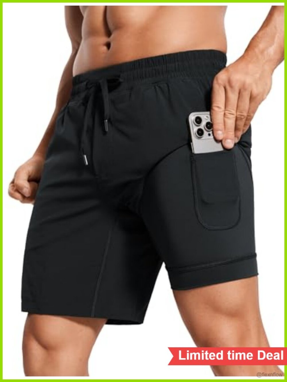 2 in 1 Running Shorts 7" with Liner & Pockets Quick-Dry Athletic Workout